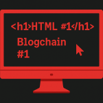Roter Monitor mit dem Beitrag Titel und Blockhain #1 in dem Desktopbereich.